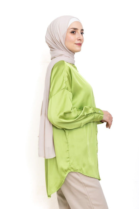 Apple Satin Over Size Shirt - Khotwh